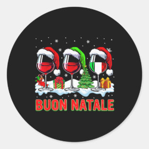 Buon natale merry christmas italian three santa wi classic round sticker