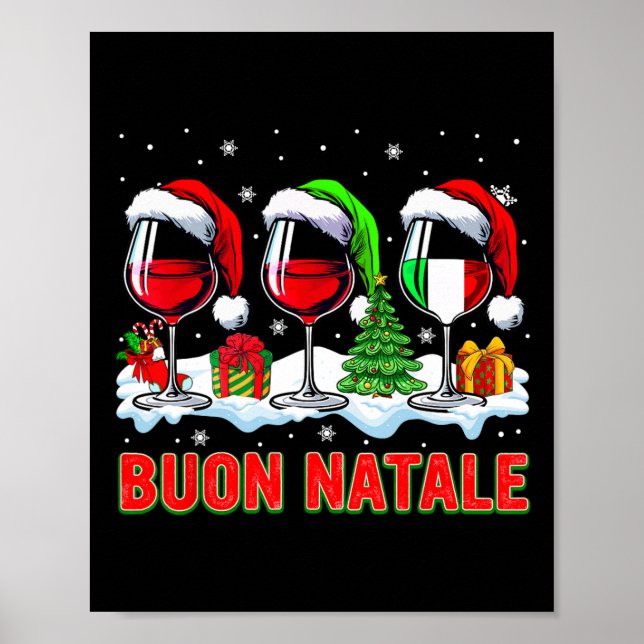 Buon natale merry christmas italian three santa wi poster (Front)
