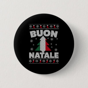 Buon Natale Merry Christmas Tree Italian Ugly Xmas 6 Cm Round Badge