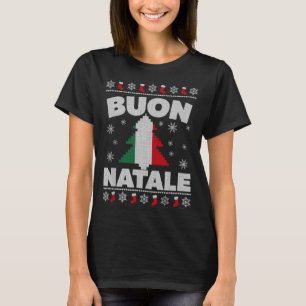 Buon Natale Merry Christmas Tree Italian Ugly Xmas T-Shirt