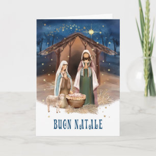 Buon Natale. Nativity Scene Card in Italian
