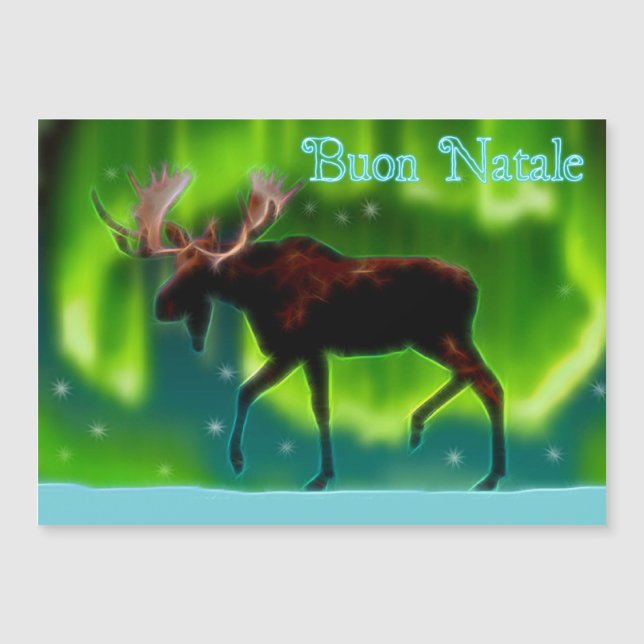 Buon Natale - Northern Lights Moose (Front)