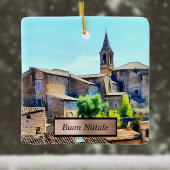Buon Natale Orvieto Italy Hillside and Church Ceramic Ornament