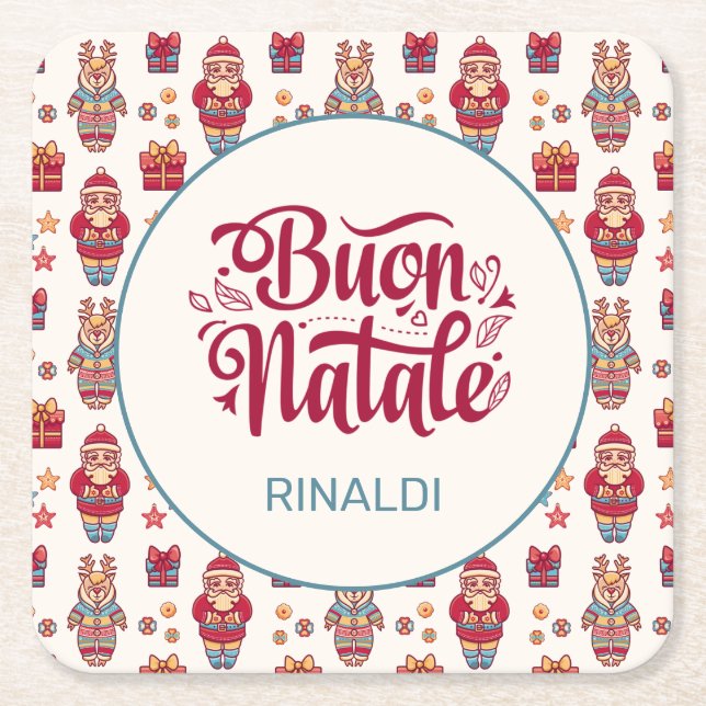 Buon Natale Personalised Square Paper Coaster (Front)