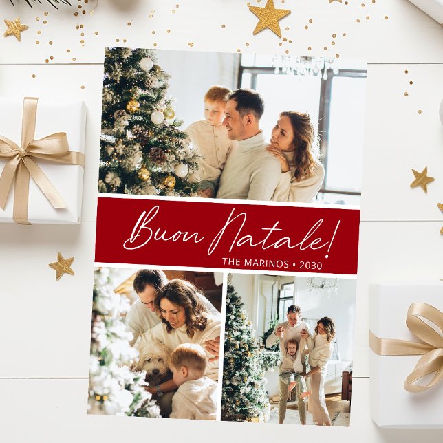 Buon Natale Photo Collage Holiday Card (Creator Uploaded)