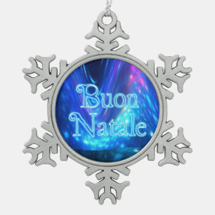 Buon Natale - Qaanaaq - Northern Lights Snowflake Pewter Christmas Ornament