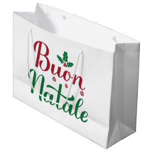 Buon Natale Red and Green Christmas Large Gift Bag