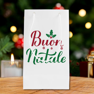 Buon Natale Red and Green Christmas Small Gift Bag