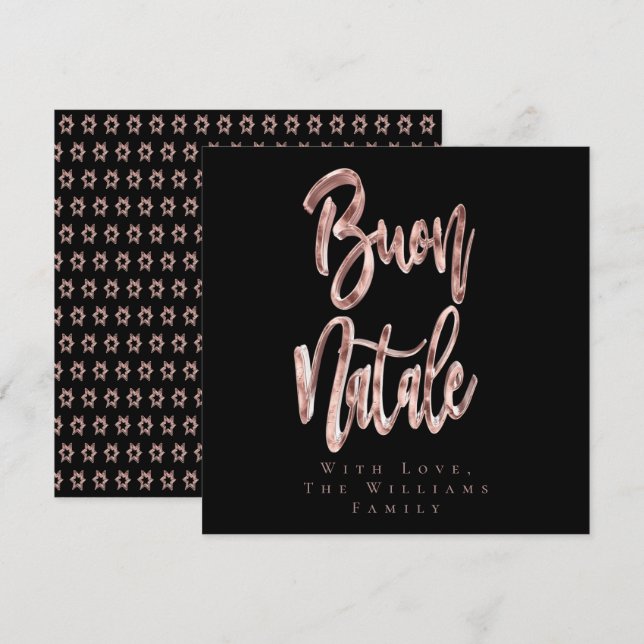 Buon Natale Rose Gold Script Italian Christmas Holiday Card (Front/Back)