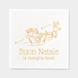 Buon Natale Santa Sleigh Italian Family Christmas Foil Napkins