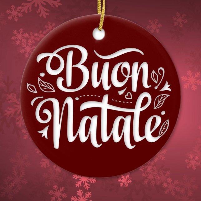 Buon Natale Simple Red Italian Christmas  Ceramic Ornament (Creator Uploaded)