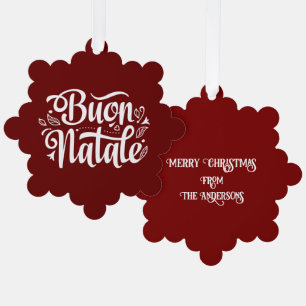 Buon Natale Simple Red Tag Tree Decoration Card