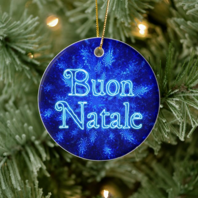 Buon Natale - Snowburst Ceramic Ornament (Tree)