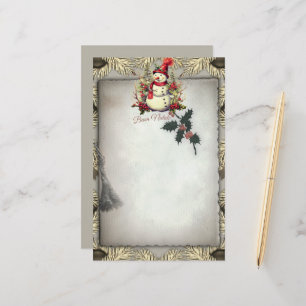 Buon Natale Snowman Christmas Border  Stationery