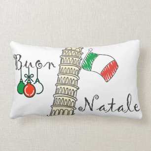 Buon Natale Tower of Pisa Lumbar Cushion