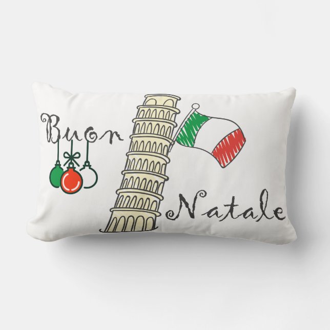 Buon Natale Tower of Pisa Lumbar Cushion (Front)