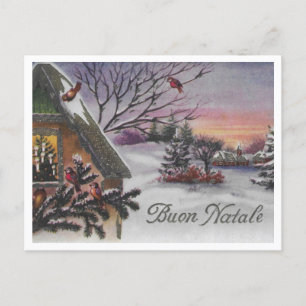 Buon Natale vintage Italian 1940s Christmas Scene Postcard