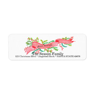 Buon Natale, watercolor Christmas banner Return Address Label
