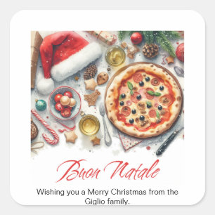 Buon Natale Watercolor Italian Christmas Party  Square Sticker
