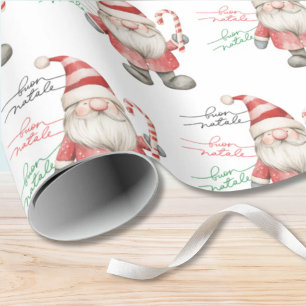 Buon Natale Watercolor Santa Gift Wrap
