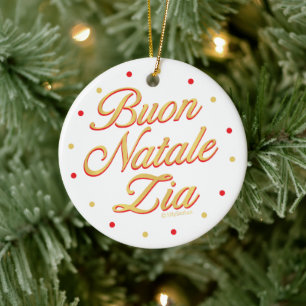 Buon Natale Zia Personalised Gold White Red Ceramic Ornament