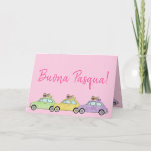 Buona Pasqua Italian Easter Retro Fiat 500 Holiday Card