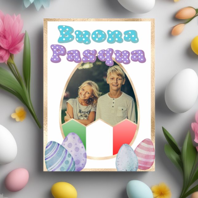 Buona Pasqua Italian Happy Easter Custom Photo Holiday Card (Creator Uploaded)