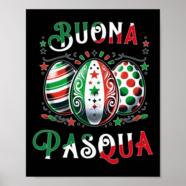 Buona Pasqua Italian Happy Easter Egg For Kids Men Poster (Front)