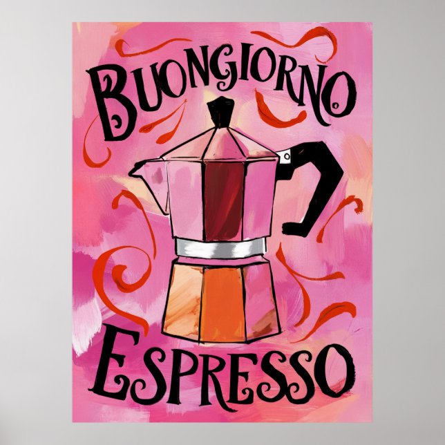Buongiorno Espresso Italian Moka Coffee Art Poster (Front)