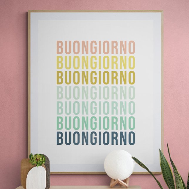 Buongiorno Italian Hello Typography Cute Colorful Poster (Creator Uploaded)