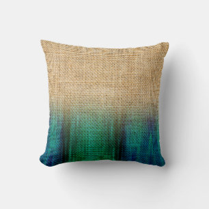 Buralp Rustic Ombre Blue Watercolor Dipped Accent Cushion