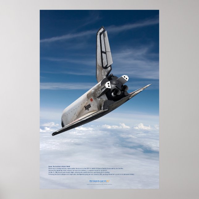Buran Spaceplane Descending Through Clouds  Poster (Front)