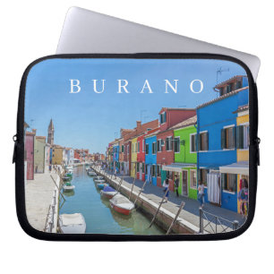 Burano canal side houses view laptop case