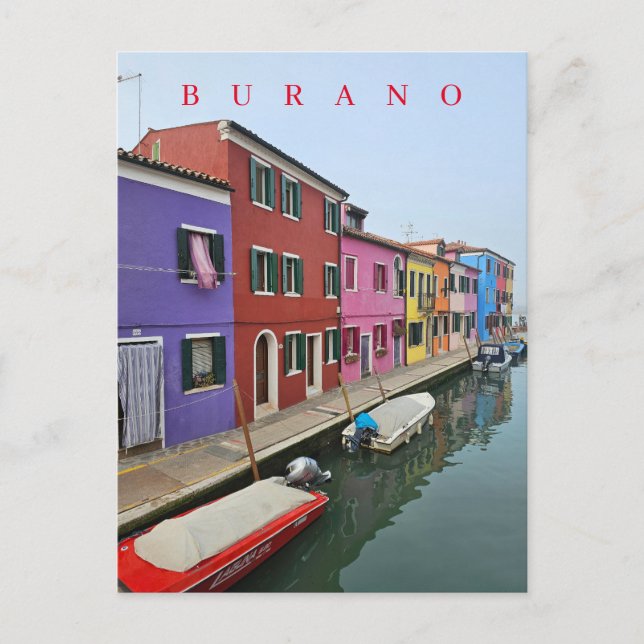 Burano canalside houses view postcard (Front)