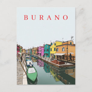 Burano Island canal view postcard