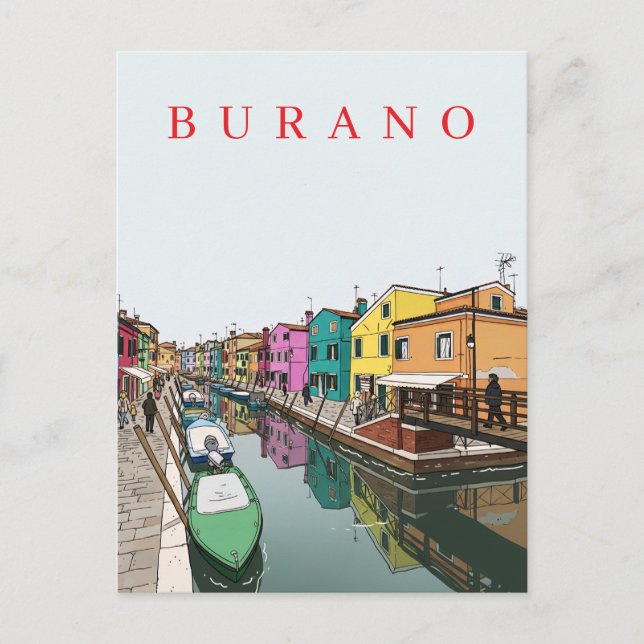 Burano Island canal view postcard (Front)