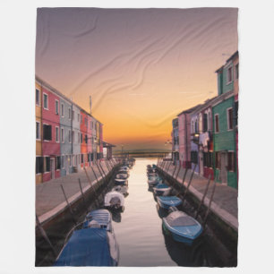 Burano Italy At Sun Set Fleece Blanket
