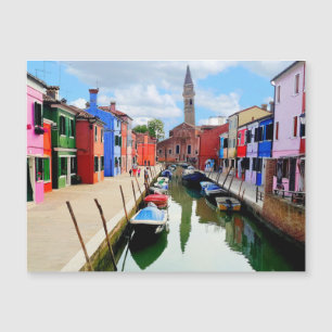Burano, Italy Italian Colourful Houses & Boat Cana