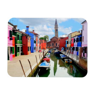 Burano, Italy Italian Colourful Houses & Boat Cana Magnet