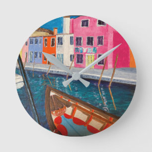 Burano Venice Italy Round Clock