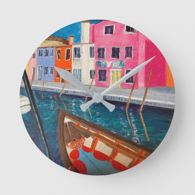 Burano Venice Italy    Round Clock (Front)