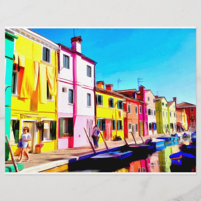 Burano, Venice watercolor painting Flyer (Front)