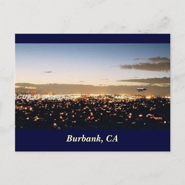 Burbank Nightscape, Burbank, CA Postcard (Front)