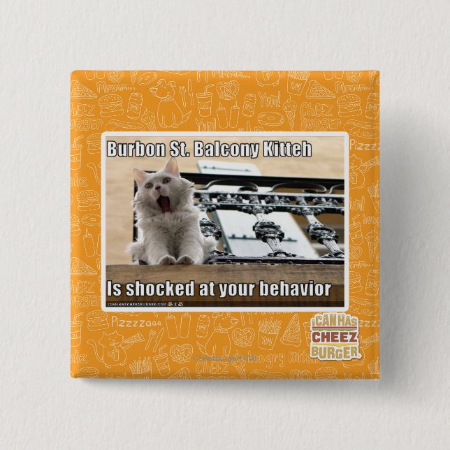 Burbon St. Balcony Kitteh 15 Cm Square Badge (Front)