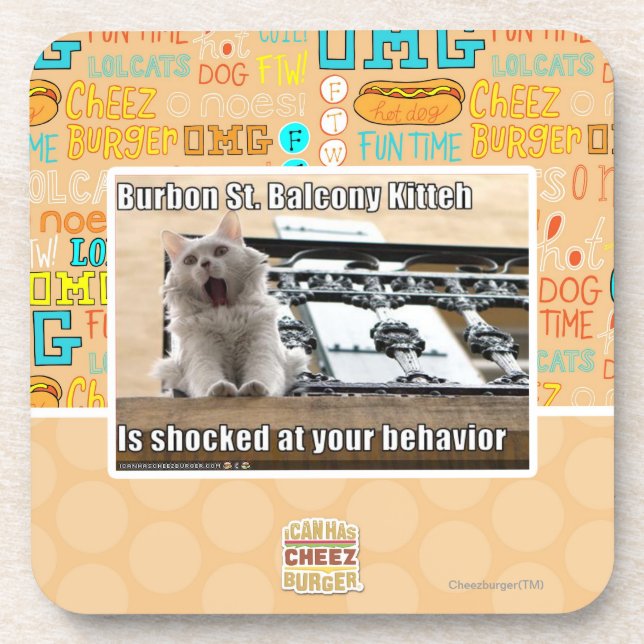 Burbon St. Balcony Kitteh Coaster (Front)