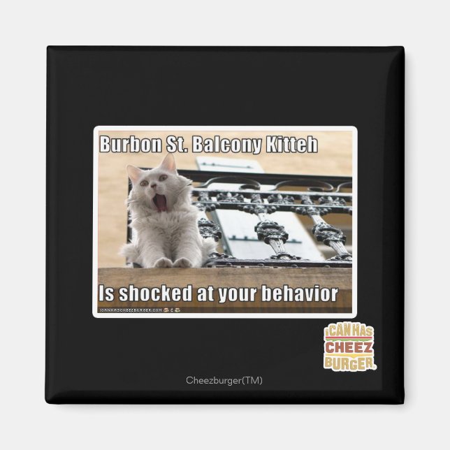 Burbon St. Balcony Kitteh Magnet (Front)