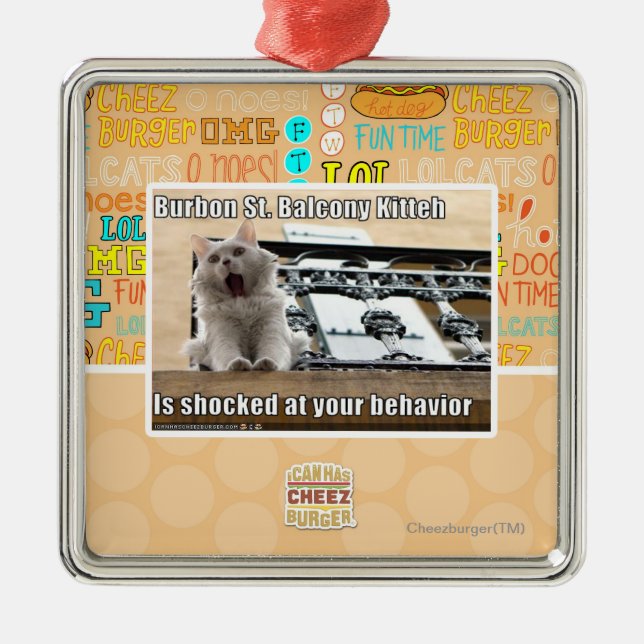 Burbon St. Balcony Kitteh Metal Ornament (Front)