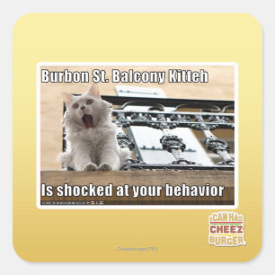 Burbon St. Balcony Kitteh Square Sticker