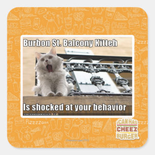 Burbon St. Balcony Kitteh Square Sticker