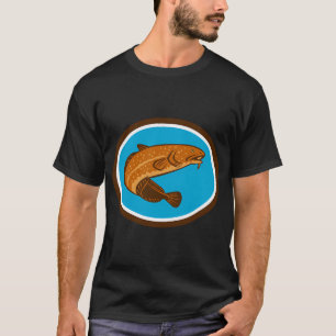 Burbot Fish Oval Retro T-Shirt